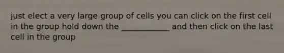 just elect a very large group of cells you can click on the first cell in the group hold down the ____________ and then click on the last cell in the group