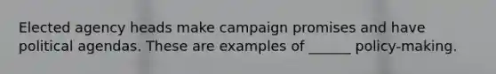 Elected agency heads make campaign promises and have political agendas. These are examples of ______ policy-making.