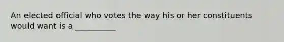 An elected official who votes the way his or her constituents would want is a __________