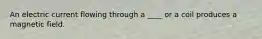 An electric current flowing through a ____ or a coil produces a magnetic field.