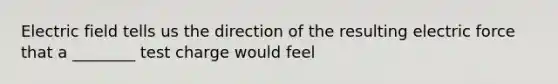 Electric field tells us the direction of the resulting electric force that a ________ test charge would feel