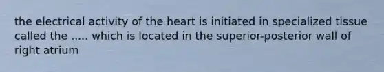 the electrical activity of the heart is initiated in specialized tissue called the ..... which is located in the superior-posterior wall of right atrium