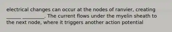 electrical changes can occur at the nodes of ranvier, creating ______ _________. The current flows under the myelin sheath to the next node, where it triggers another action potential