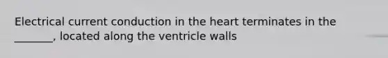 Electrical current conduction in the heart terminates in the _______, located along the ventricle walls