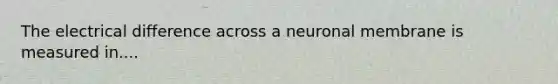 The electrical difference across a neuronal membrane is measured in....