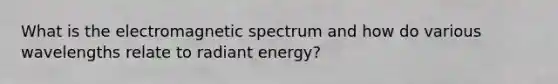 What is the electromagnetic spectrum and how do various wavelengths relate to radiant energy?