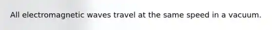 All electromagnetic waves travel at the same speed in a vacuum.