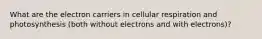 What are the electron carriers in cellular respiration and photosynthesis (both without electrons and with electrons)?