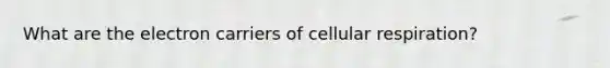 What are the electron carriers of cellular respiration?