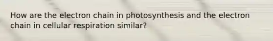 How are the electron chain in photosynthesis and the electron chain in cellular respiration similar?