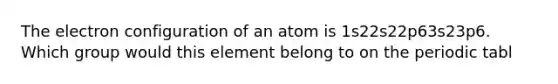 The electron configuration of an atom is 1s22s22p63s23p6. Which group would this element belong to on the periodic tabl