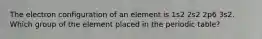 The electron configuration of an element is 1s2 2s2 2p6 3s2. Which group of the element placed in the periodic table?