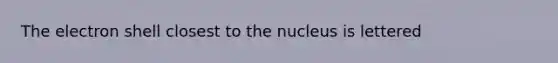 The electron shell closest to the nucleus is lettered