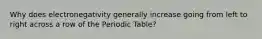 Why does electronegativity generally increase going from left to right across a row of the Periodic Table?