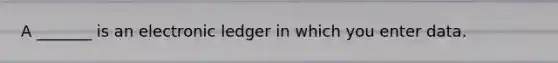 A _______ is an electronic ledger in which you enter data.