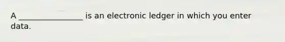 A ________________ is an electronic ledger in which you enter data.