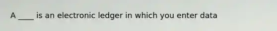 A ____ is an electronic ledger in which you enter data