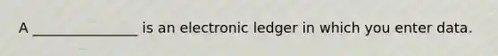 A _______________ is an electronic ledger in which you enter data.