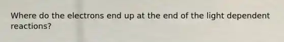 Where do the electrons end up at the end of the light dependent reactions?