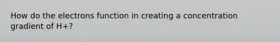 How do the electrons function in creating a concentration gradient of H+?