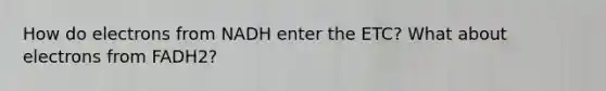 How do electrons from NADH enter the ETC? What about electrons from FADH2?