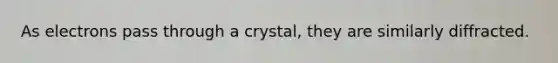 As electrons pass through a crystal, they are similarly diffracted.