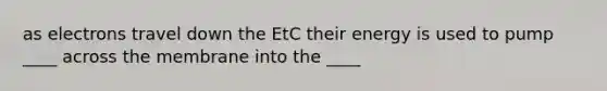 as electrons travel down the EtC their energy is used to pump ____ across the membrane into the ____