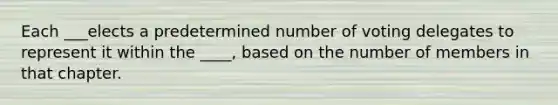 Each ___elects a predetermined number of voting delegates to represent it within the ____, based on the number of members in that chapter.