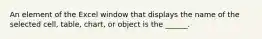 An element of the Excel window that displays the name of the selected cell, table, chart, or object is the ______.