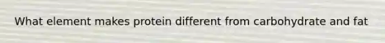 What element makes protein different from carbohydrate and fat