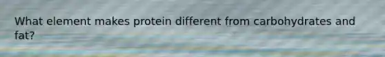 What element makes protein different from carbohydrates and fat?