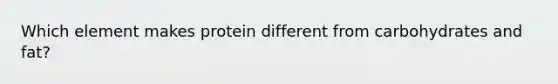 Which element makes protein different from carbohydrates and fat?