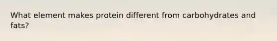 What element makes protein different from carbohydrates and fats?