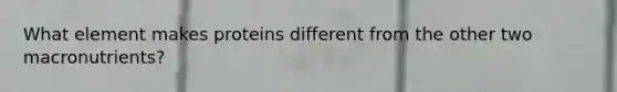 What element makes proteins different from the other two macronutrients?