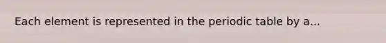 Each element is represented in <a href='https://www.questionai.com/knowledge/kIrBULvFQz-the-periodic-table' class='anchor-knowledge'>the periodic table</a> by a...
