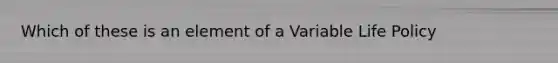 Which of these is an element of a Variable Life Policy