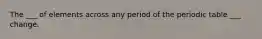 The ___ of elements across any period of the periodic table ___ change.