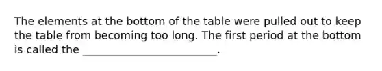 The elements at the bottom of the table were pulled out to keep the table from becoming too long. The first period at the bottom is called the _________________________.