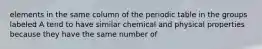 elements in the same column of the periodic table in the groups labeled A tend to have similar chemical and physical properties because they have the same number of