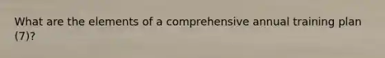 What are the elements of a comprehensive annual training plan (7)?