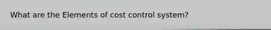 What are the Elements of cost control system?