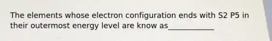 The elements whose electron configuration ends with S2 P5 in their outermost energy level are know as____________