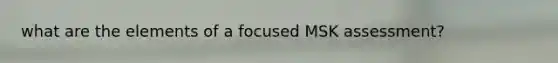 what are the elements of a focused MSK assessment?