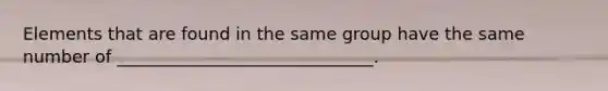 Elements that are found in the same group have the same number of ______________________________.