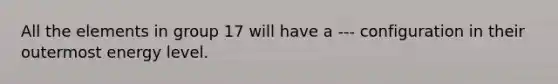All the elements in group 17 will have a --- configuration in their outermost energy level.