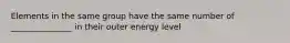 Elements in the same group have the same number of _______________ in their outer energy level