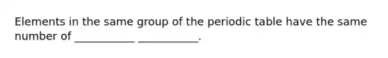 Elements in the same group of the periodic table have the same number of ___________ ___________.