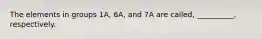 The elements in groups 1A, 6A, and 7A are called, __________, respectively.