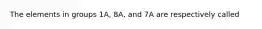 The elements in groups 1A, 8A, and 7A are respectively called