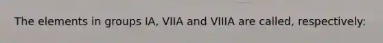 The elements in groups IA, VIIA and VIIIA are called, respectively: